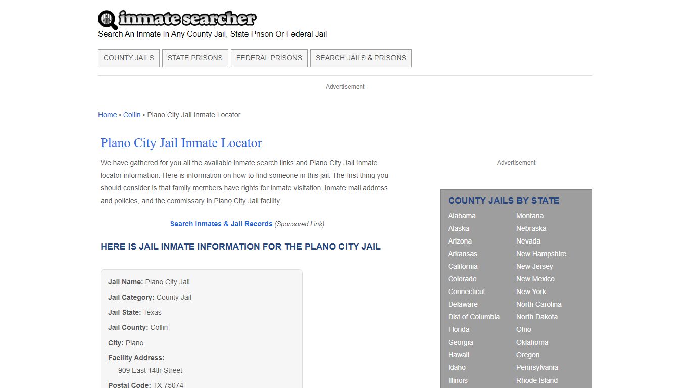 Plano City Jail Inmate Locator - Inmate Searcher